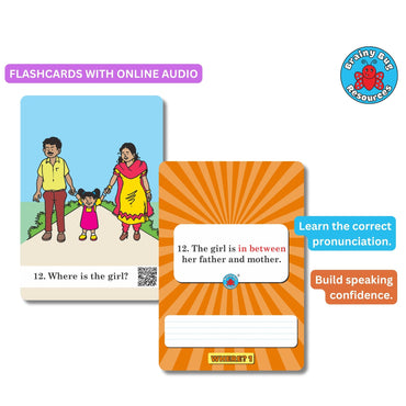 Position Words Level 1 – 30 Essential Preposition Flashcards, Ages 3+ | Brainy Bug Resources