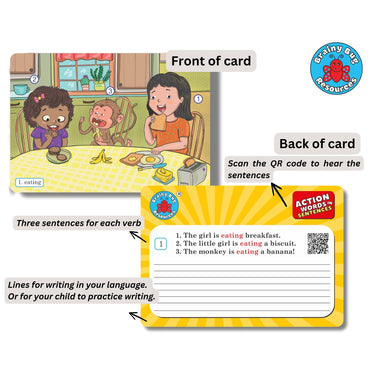 Action Words in Sentences – Audio-Enabled Sentence-Making Practice Cards