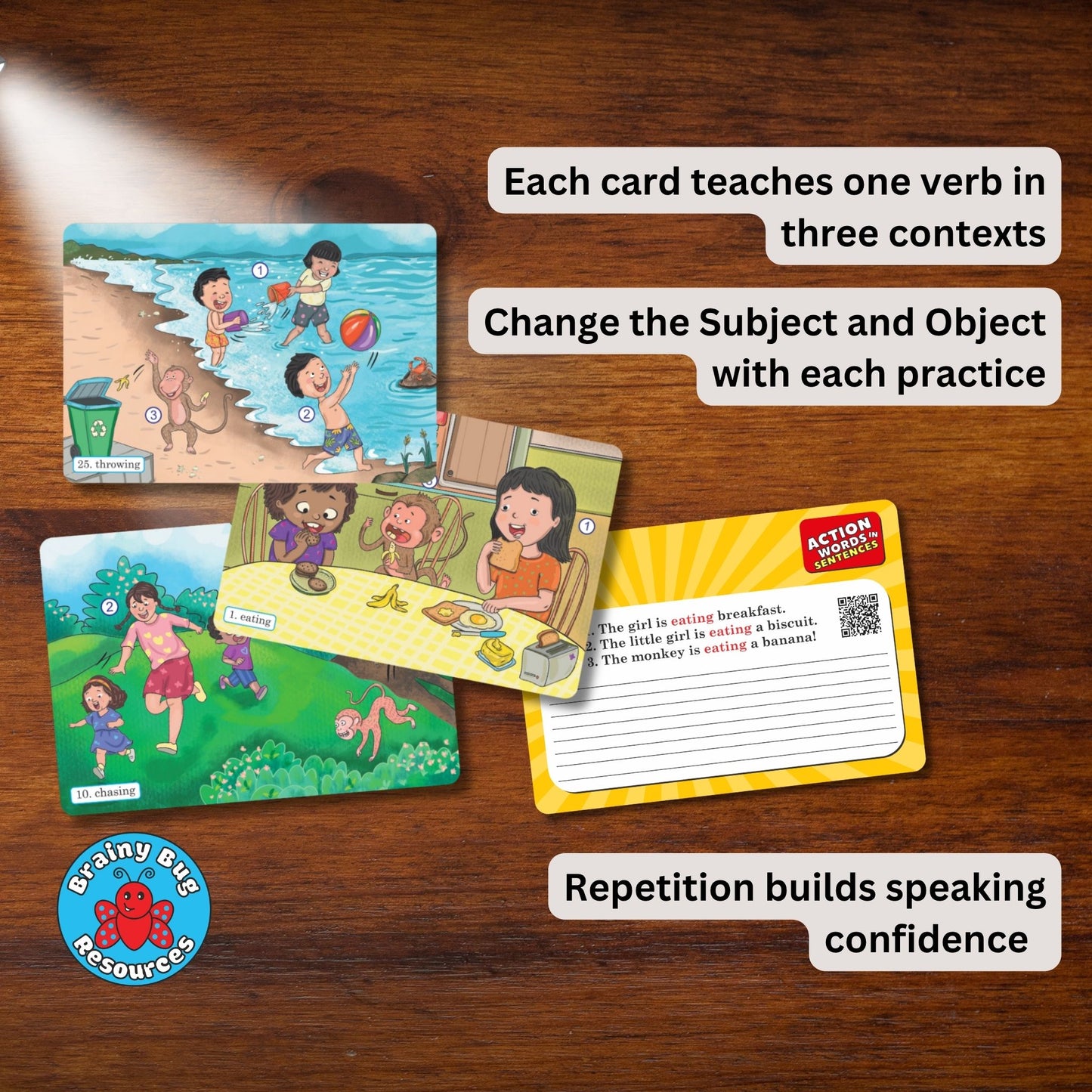 Action Words in Sentences – Audio-Enabled Sentence-Making Practice Cards