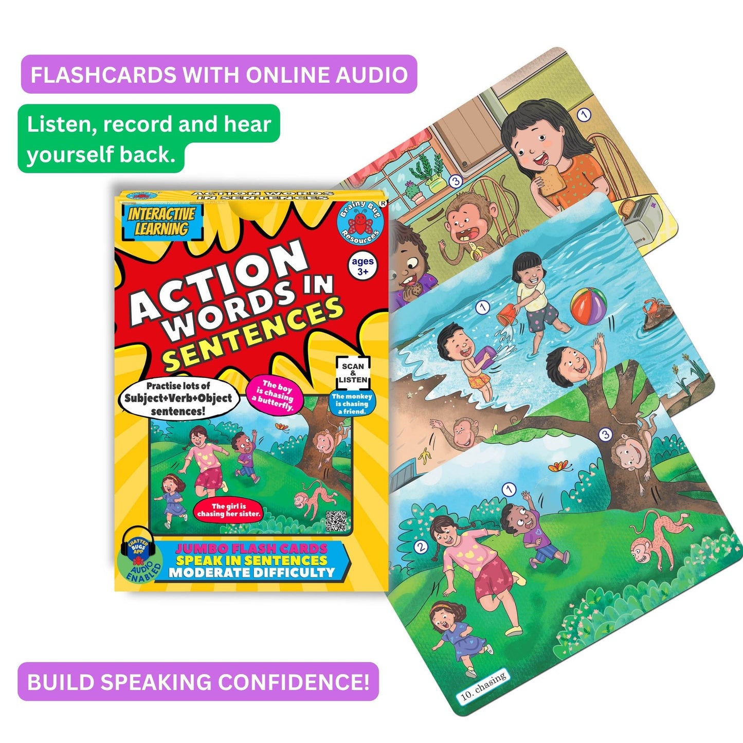 Action Words in Sentences – Audio-Enabled Sentence-Making Practice Cards