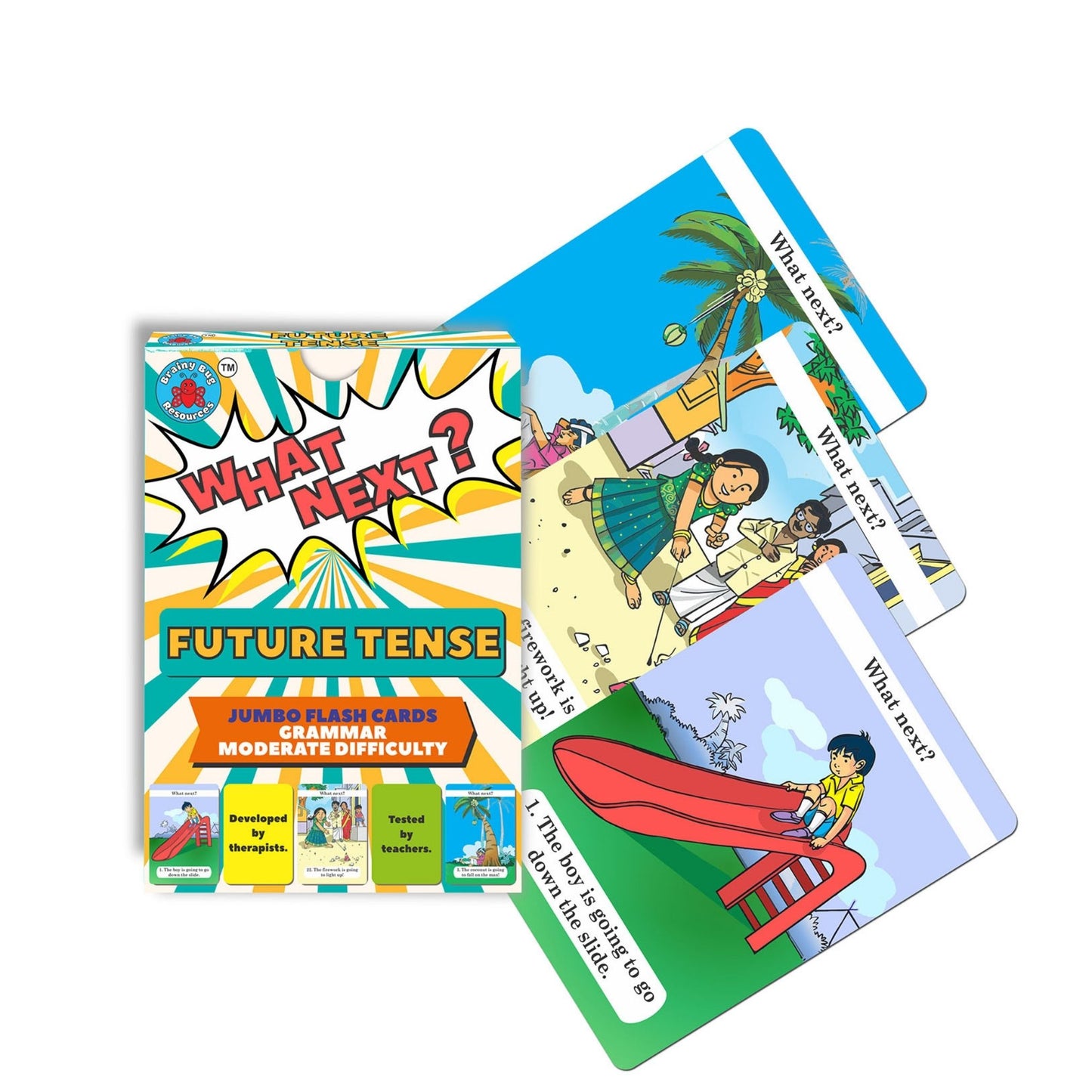 Future Tense, Inference and Prediction – 30 Audio-Enabled Flashcards, Ages 3+ | Brainy Bug Resources