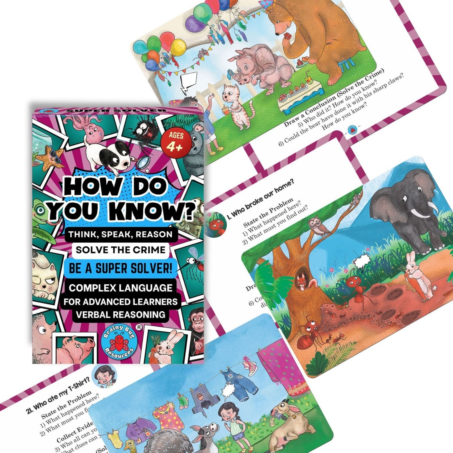 Super Solver 1: How Do You Know? – 30 Verbal Reasoning Flashcards, Ages 4+ | Brainy Bug Resources