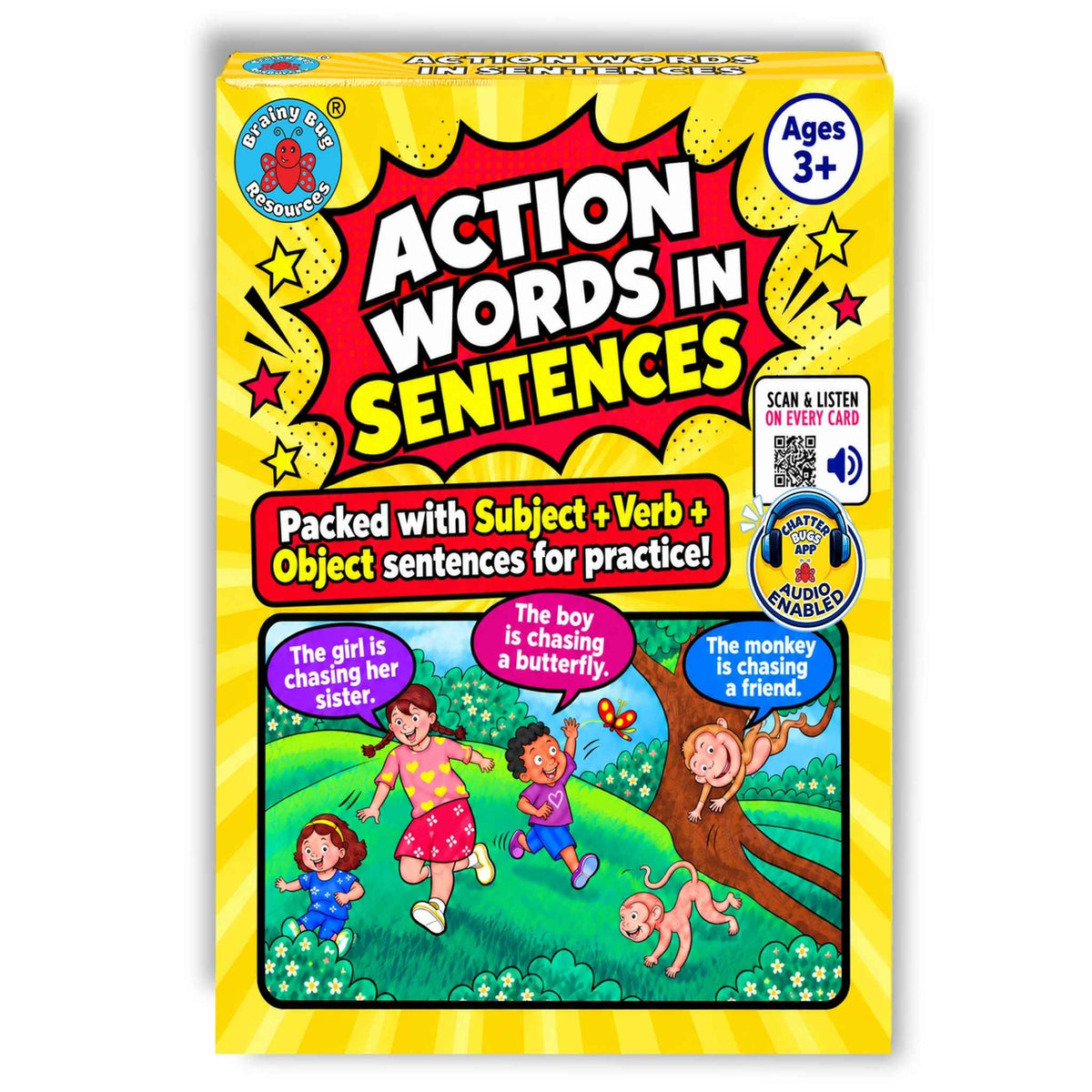 Action Words in Sentences flashcards: box