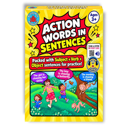 Action Words in Sentences flashcards: box