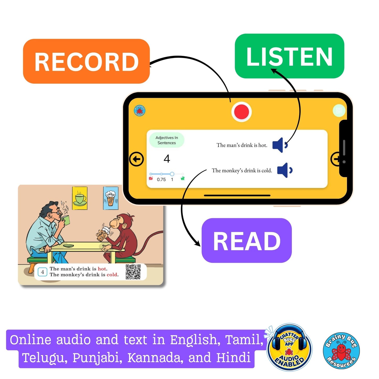 Adjectives in Sentences Audio-enabled Flashcards