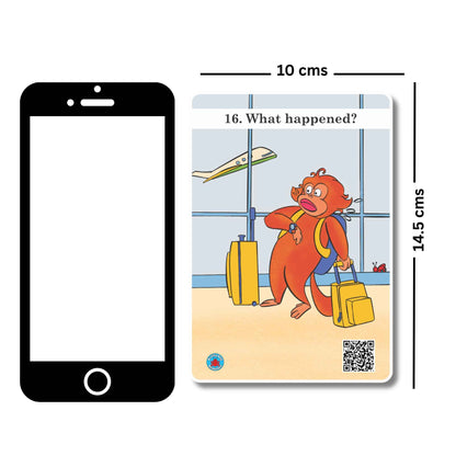 What Happened? Past Tenses Level 1 flashcards: card size shown next to a phone