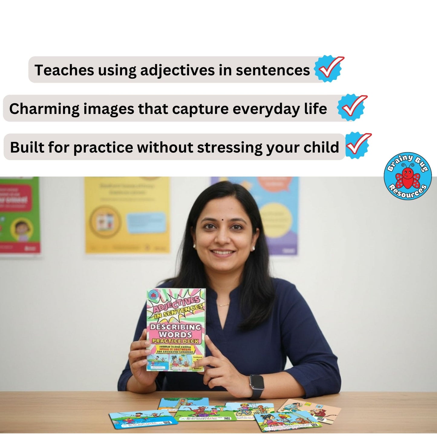 Adjectives in Sentences Audio-enabled Flashcards