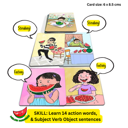 Super Talker functional language kit: action word cards for simple subject-verb-object sentences
