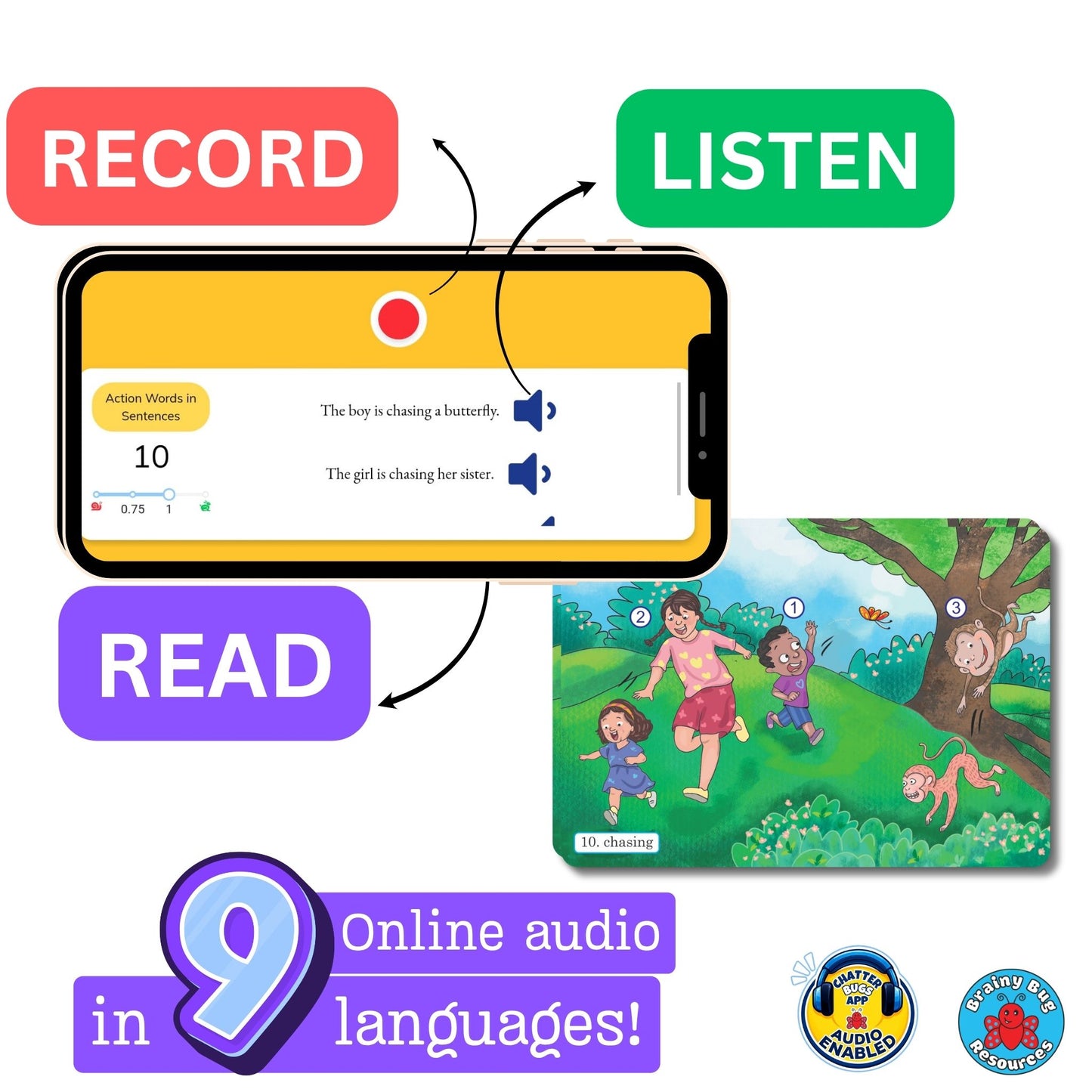 Action Words in Sentences – Audio-Enabled Sentence-Making Practice Cards