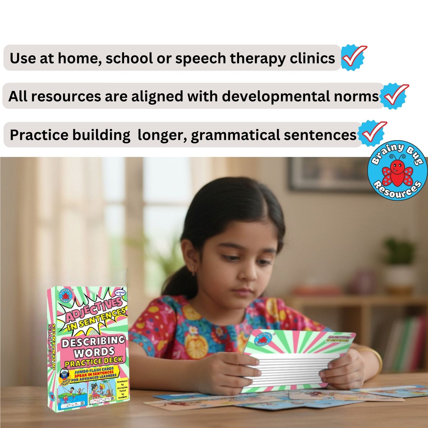 Adjectives in Sentences Audio-enabled Flashcards