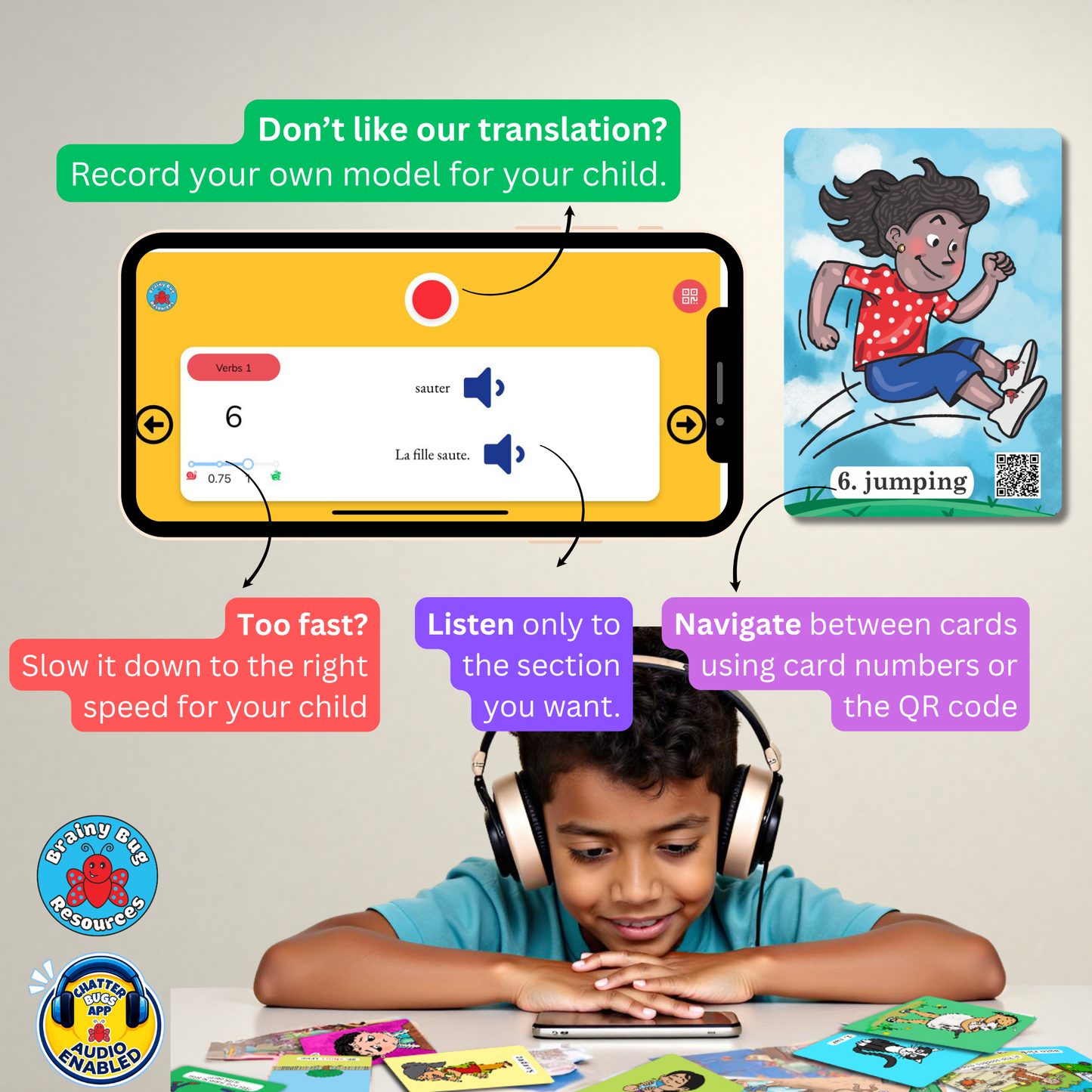 Action Words Level 1 Audio-Enabled Flashcards for Kids