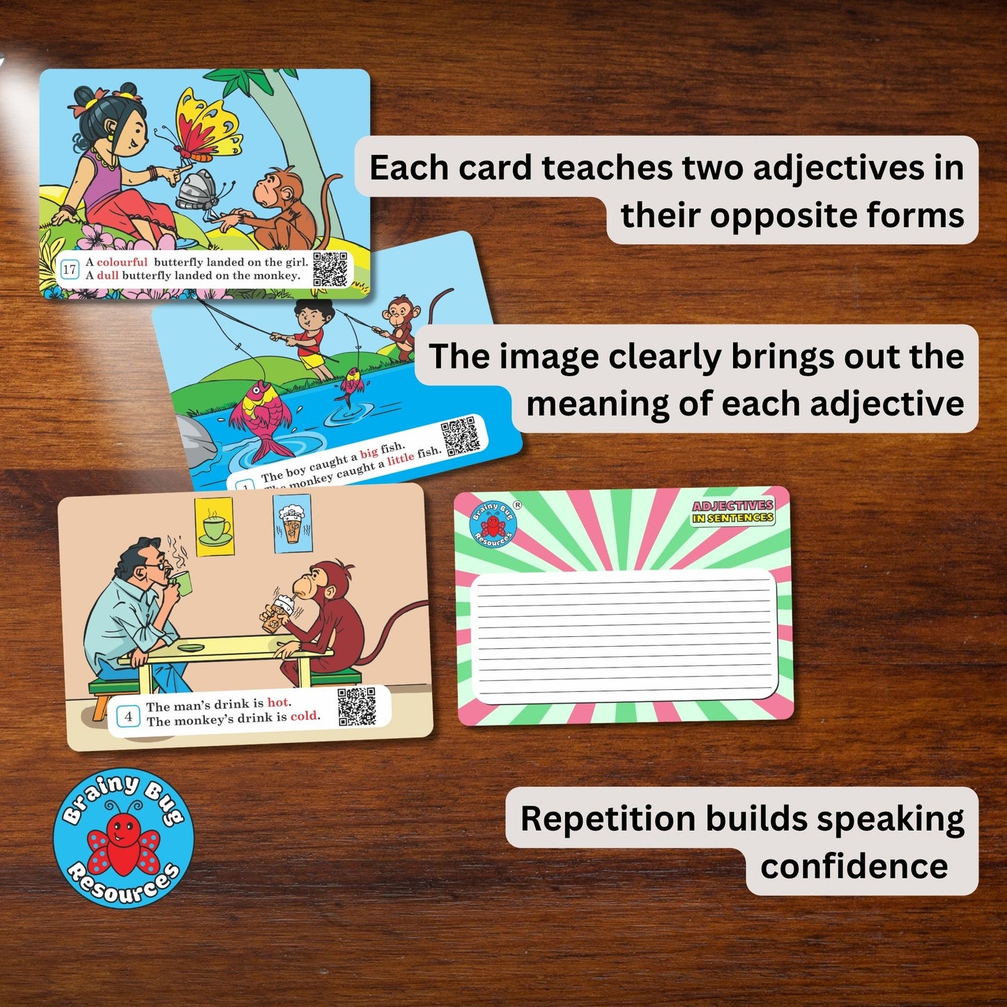 Adjectives in Sentences Audio-enabled Flashcards