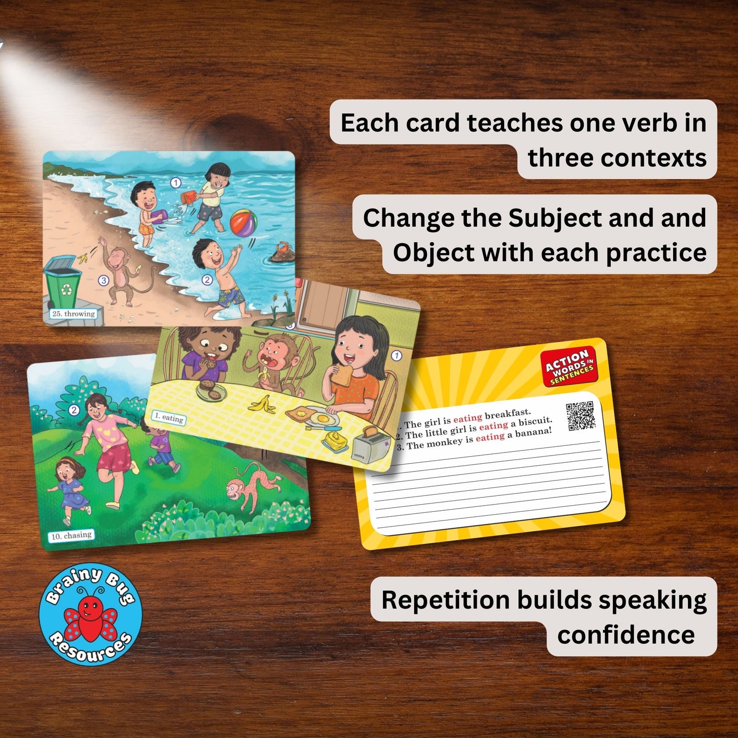 Action Words in Sentences - Verbs Practice Deck