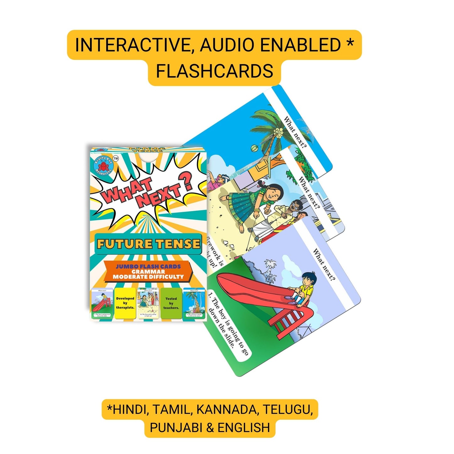 Future Tense, Inference and Prediction – 30 Audio-Enabled Flashcards, Ages 3+ | Brainy Bug Resources