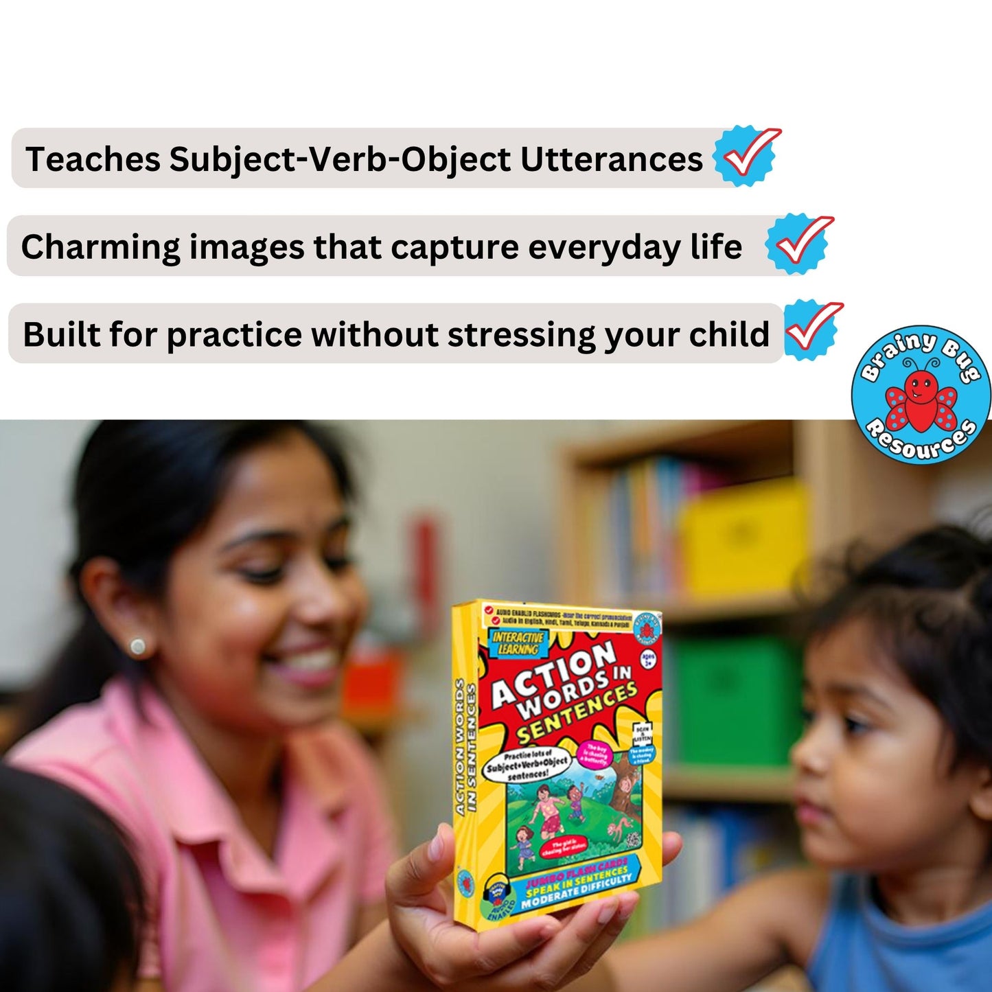 Action Words in Sentences – Audio-Enabled Sentence-Making Practice Cards