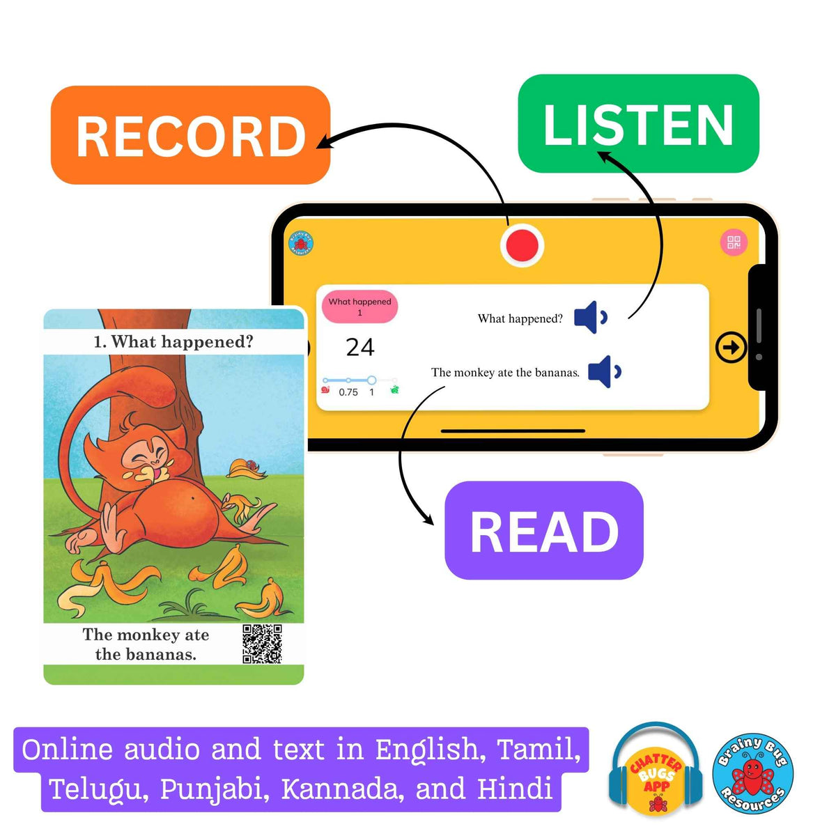 What Happened? Past Tenses Level 1 flashcards: audio app: record, listen and read
