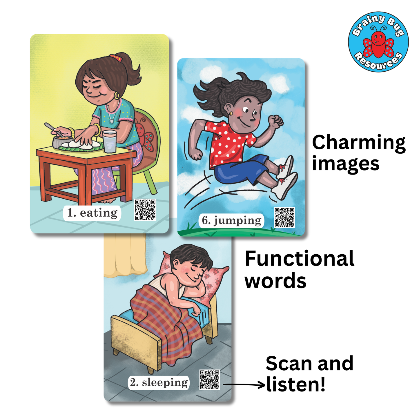 Action Words Level 1 Audio-Enabled Flashcards for Kids