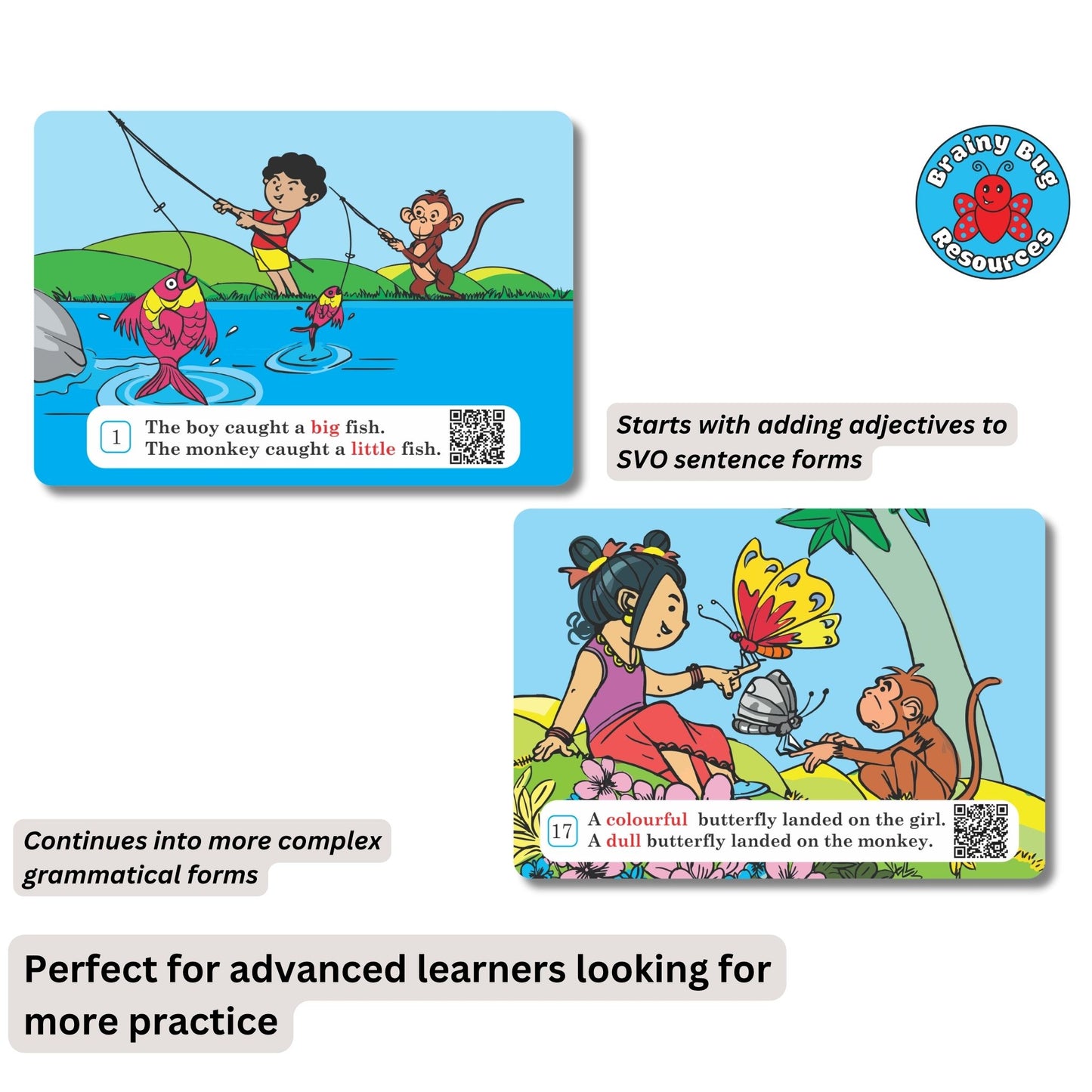 Adjectives in Sentences Audio-enabled Flashcards