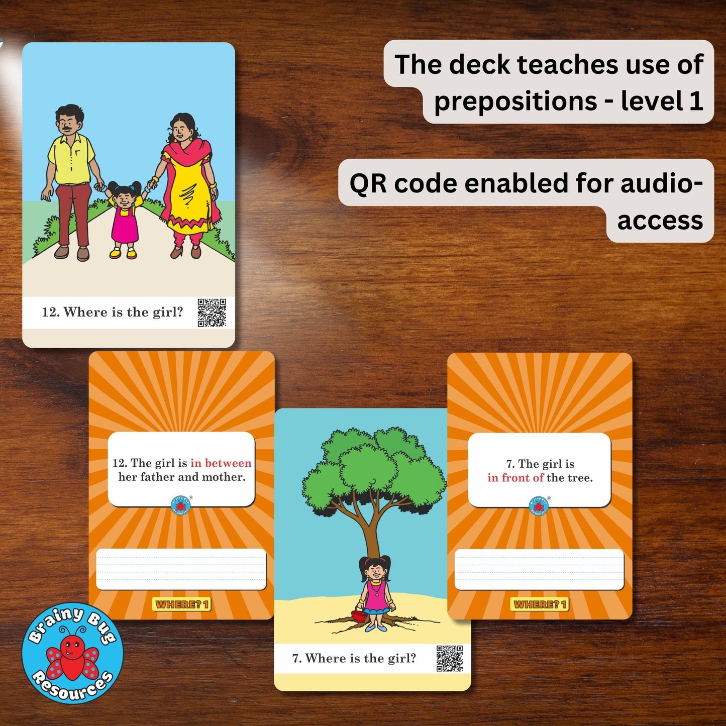Position Words Level 1 – 30 Essential Preposition Flashcards, Ages 3+ | Brainy Bug Resources