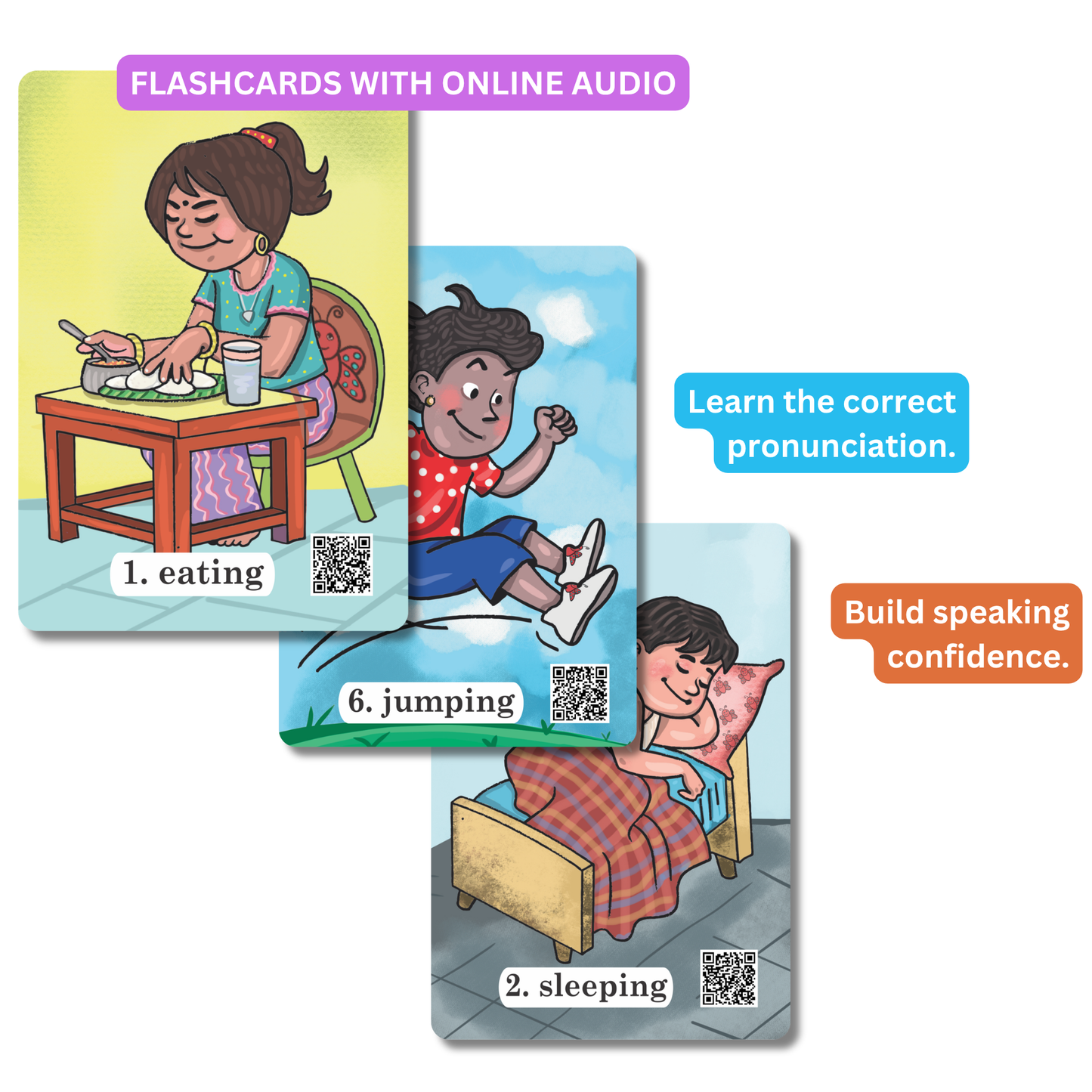 Action Words Level 1 Audio-Enabled Flashcards for Kids