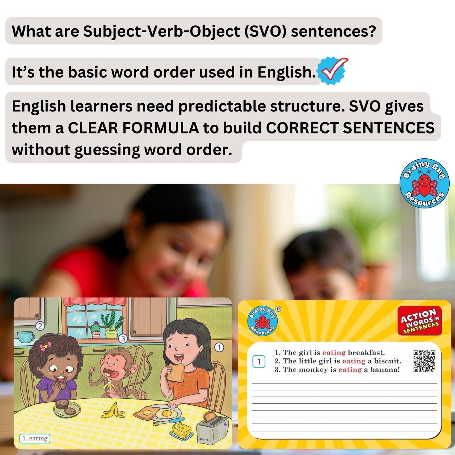 Action Words in Sentences – Audio-Enabled Sentence-Making Practice Cards