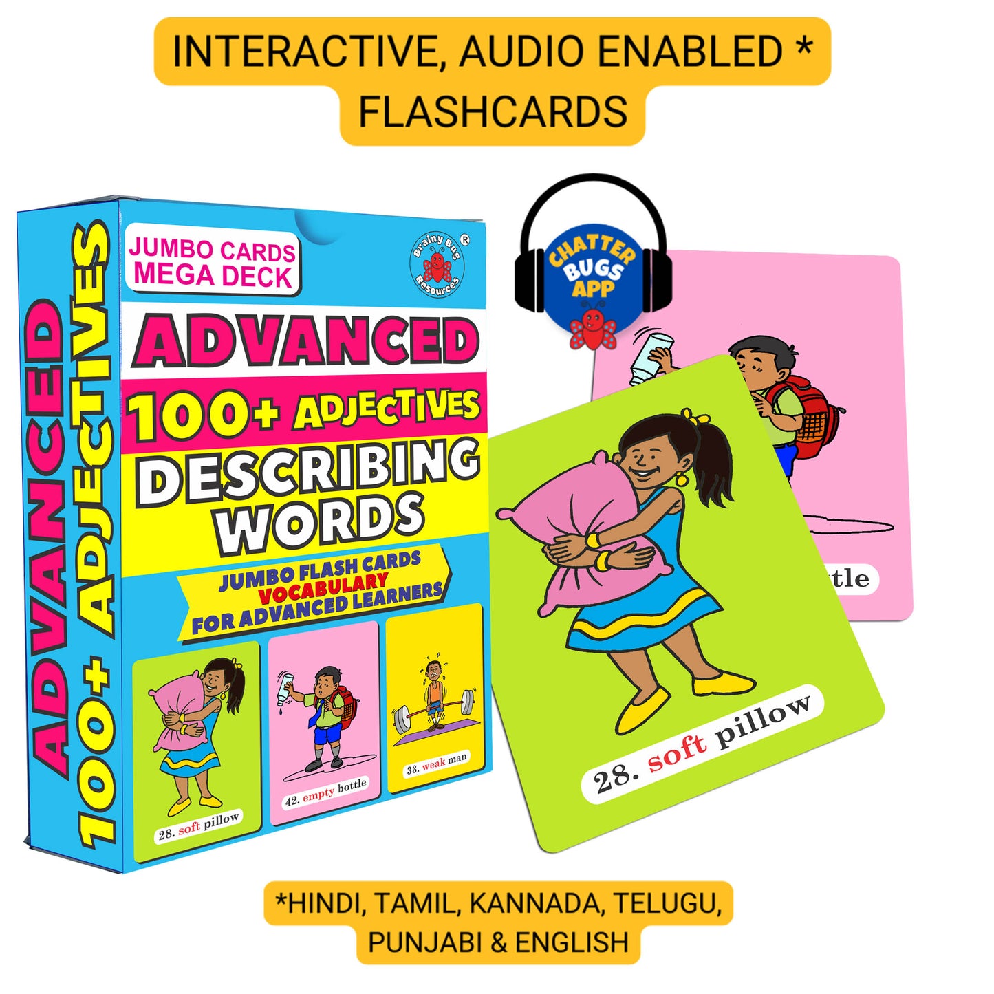 Adjectives Megadeck – 100+ Describing Words, Audio-Enabled, Ages 3+ | Brainy Bug Resources