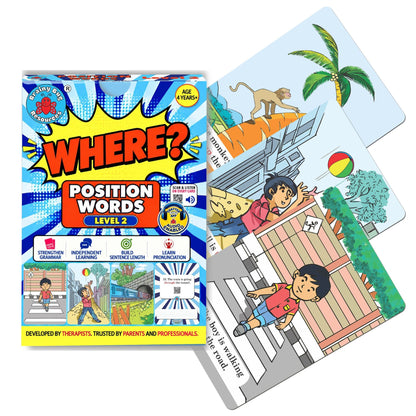 Where? Position Words Level 2: Advanced Preposition Flashcards