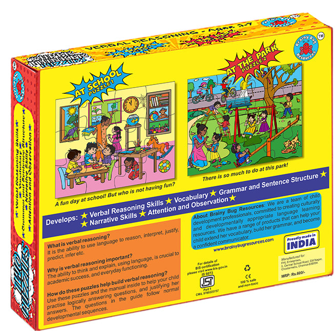 Super Thinker Verbal Reasoning Puzzle – 2 Puzzles with Teaching Manual, Ages 3-7 | Brainy Bug Resources