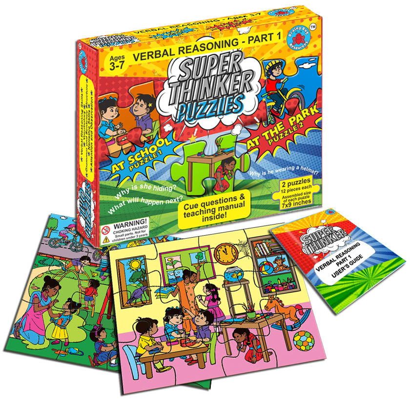 Super Thinker Verbal Reasoning Puzzle – 2 Puzzles with Teaching Manual, Ages 3-7 | Brainy Bug Resources
